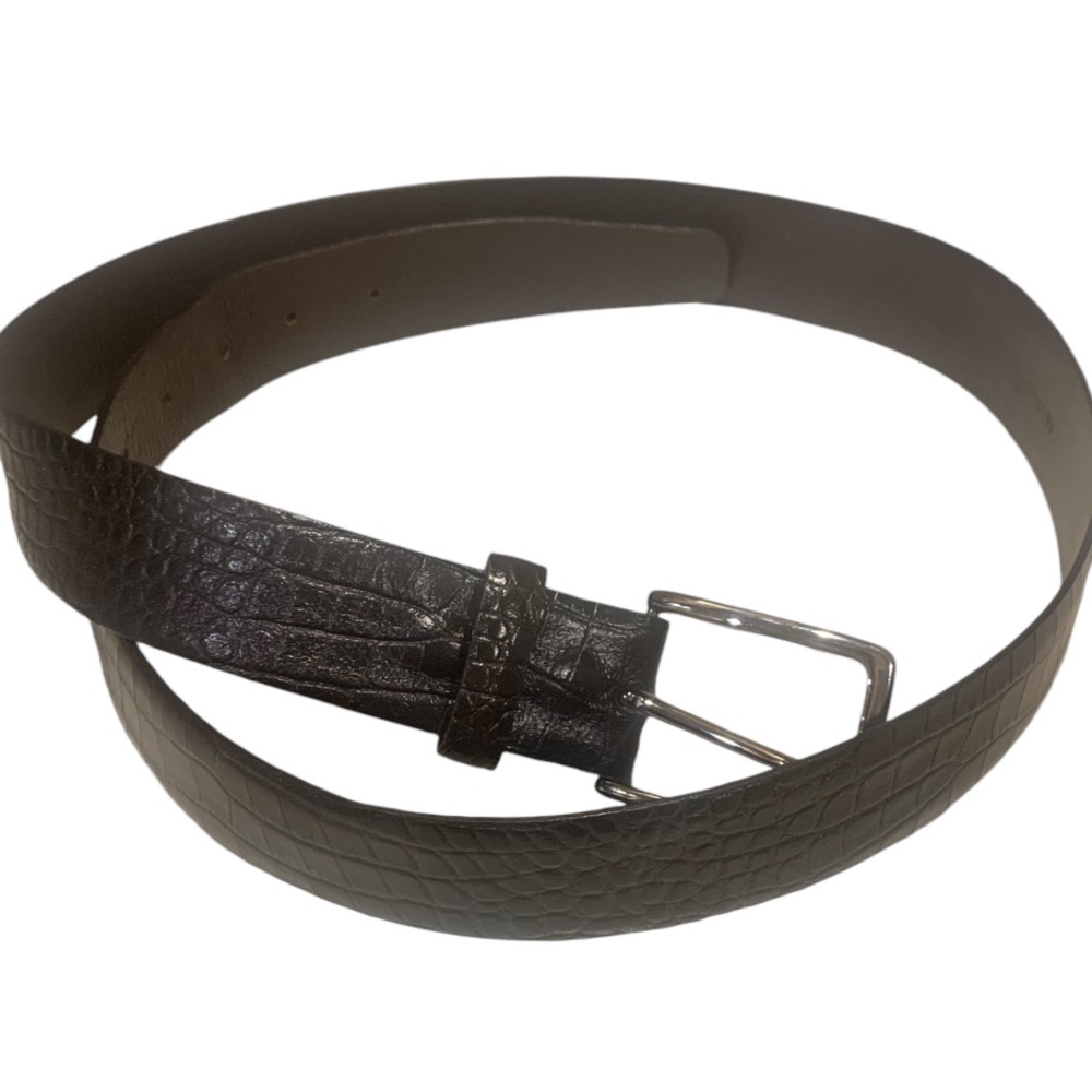 Paul Frederick Genuine Leather Crock Italian Men’s Belt Silver Buckle Size 40